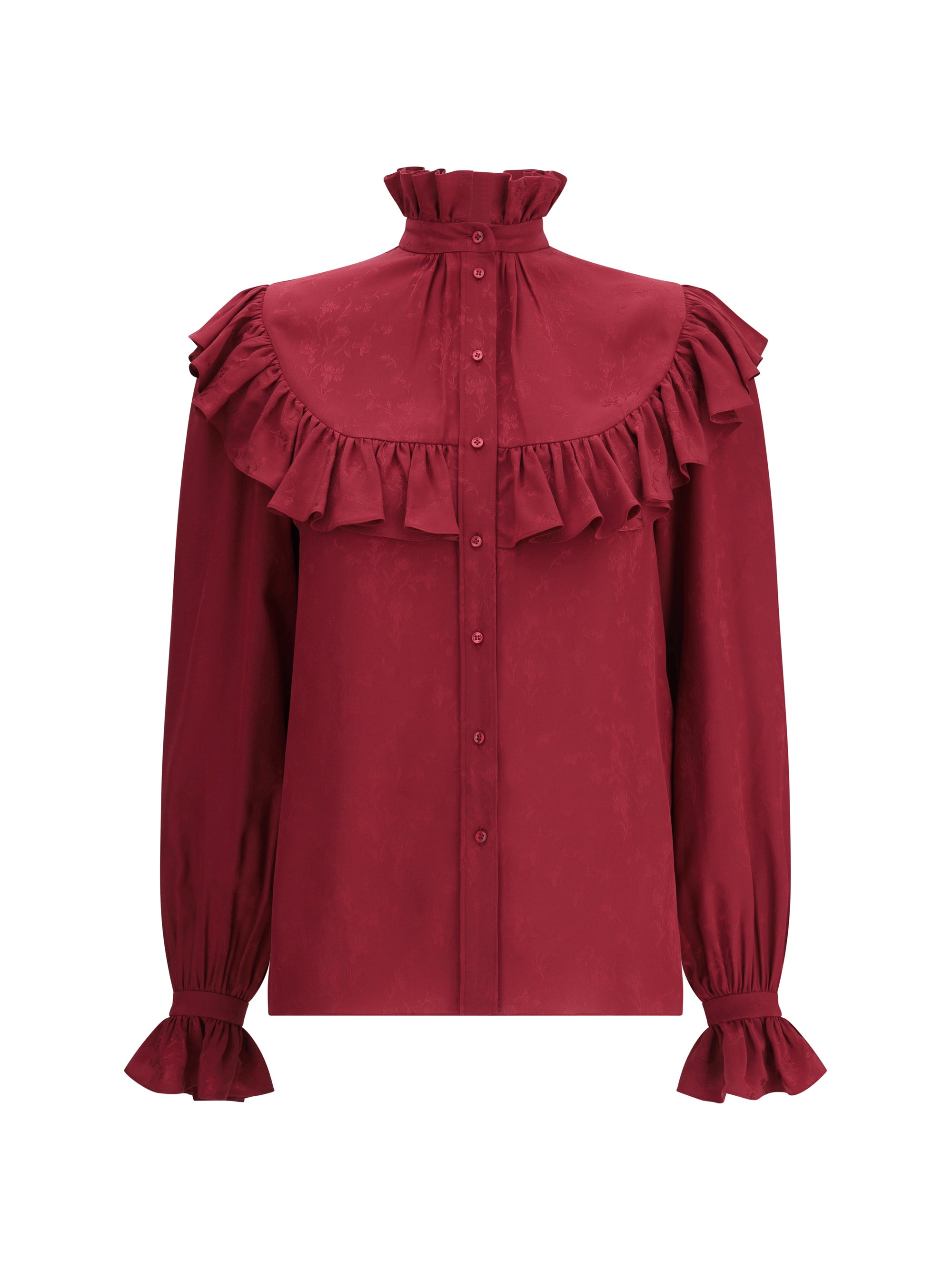 SAINT LAURENT 38 silk blouse with ruffles