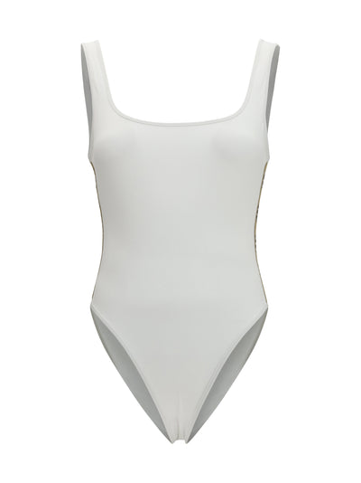 one-piece swimsuit with check trim