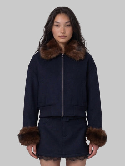 short coat with fur inserts