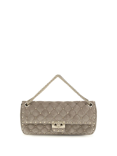 medium rockstud spike suede shoulder bag