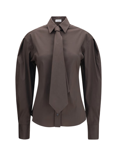 cotton blend shirt with tie