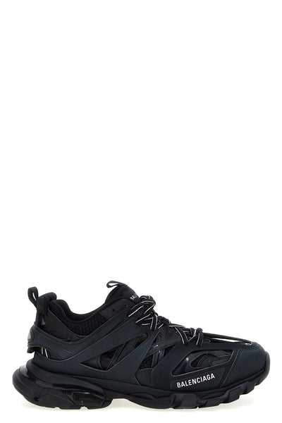 track mesh and nylon lace-up sneakers