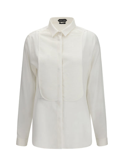 tuxedo shirt in silk with pleated bib