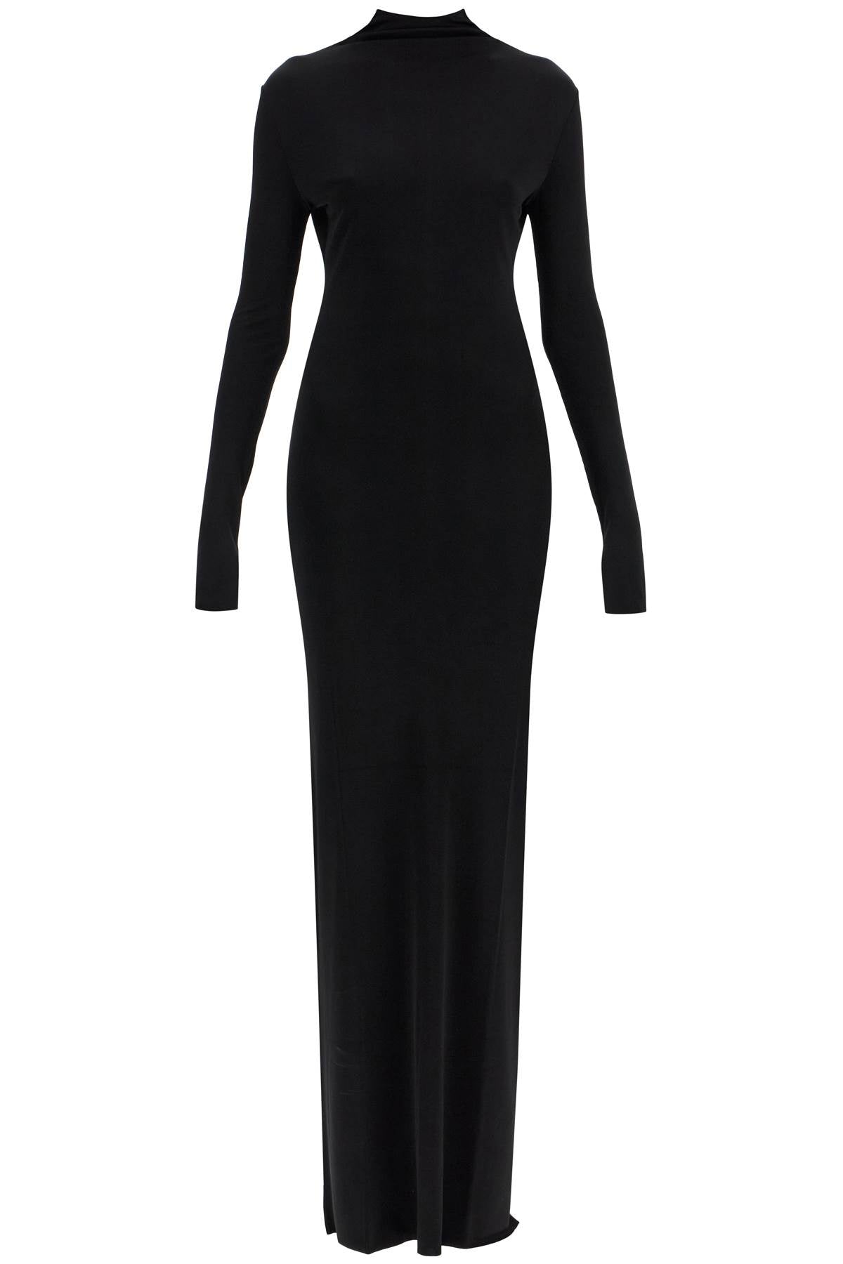 maxi dress with high neck slim black