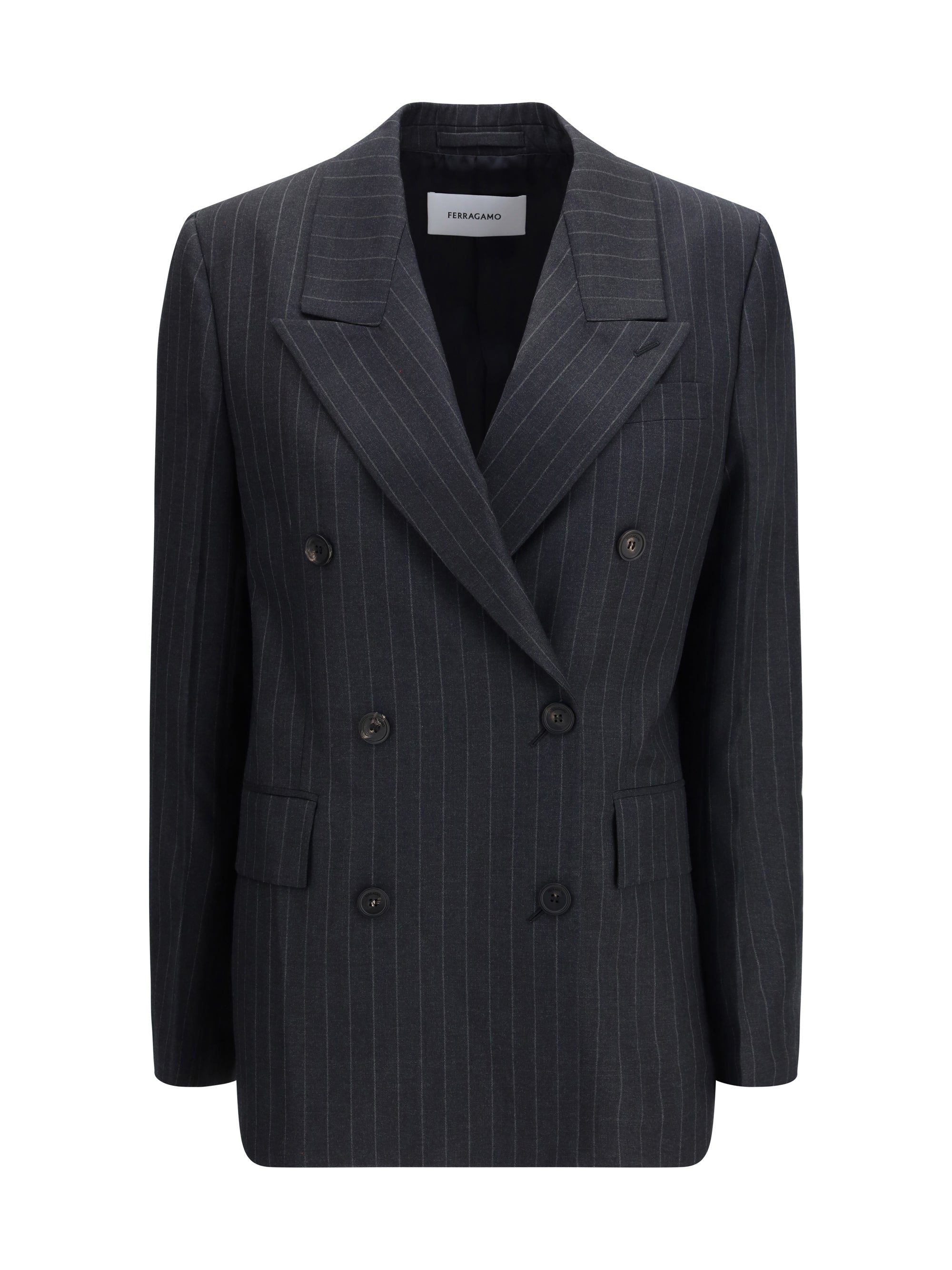 FERRAGAMO 42 double-breasted pinstripe blazer