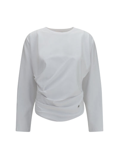asymmetric draped stretch cotton top