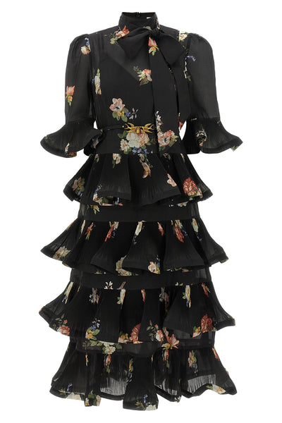 the zimmermann pleated sleeved midi dress defines a new concept of sartorial rom