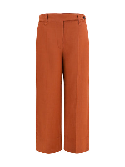 cigarette pants in fluid viscose and linen twill