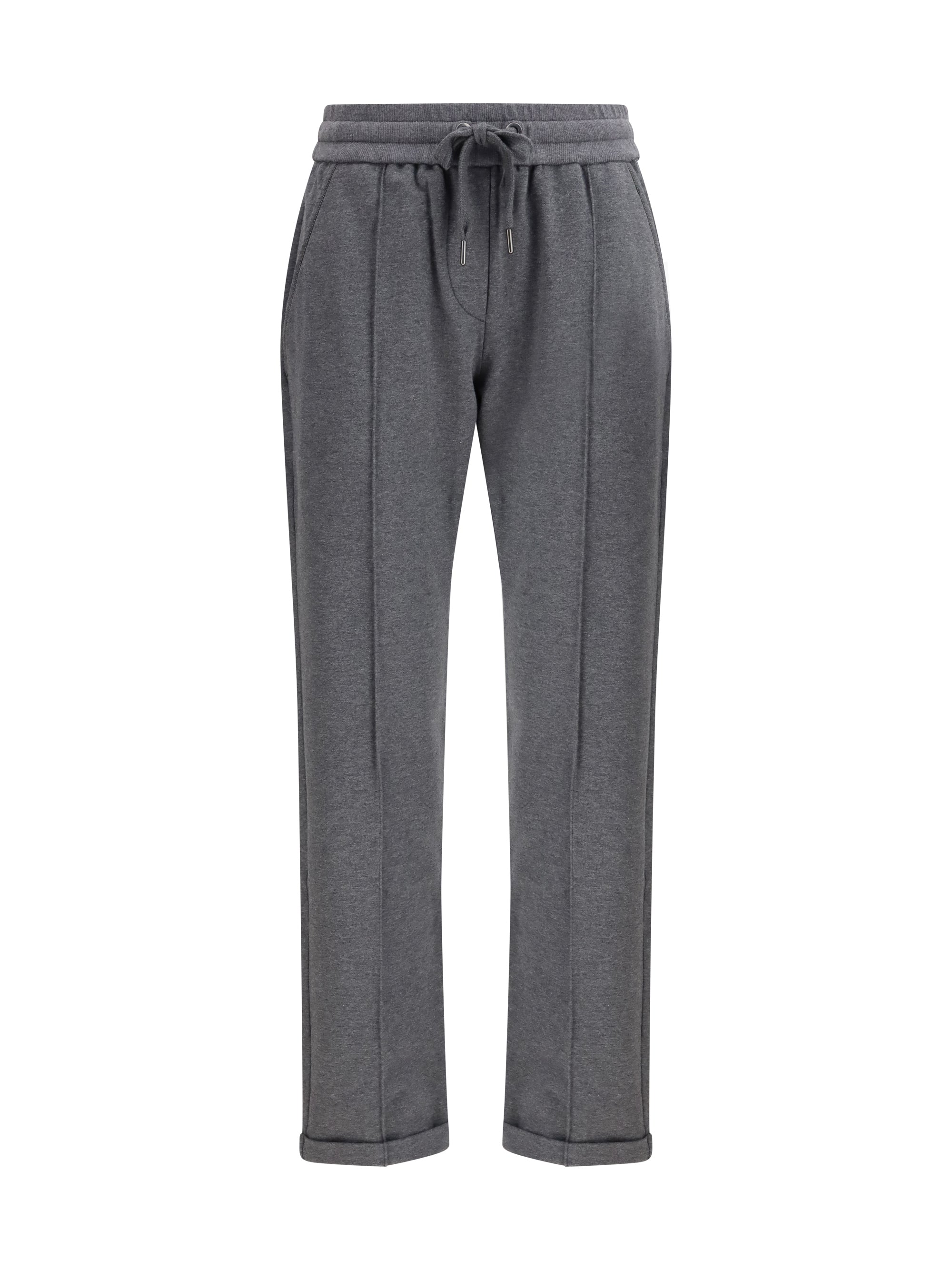 BRUNELLO CUCINELLI L track stretch-fleece trousers with monili detailing