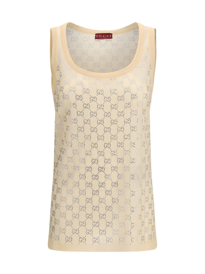 sleeveless top with all-over glittering gg logo