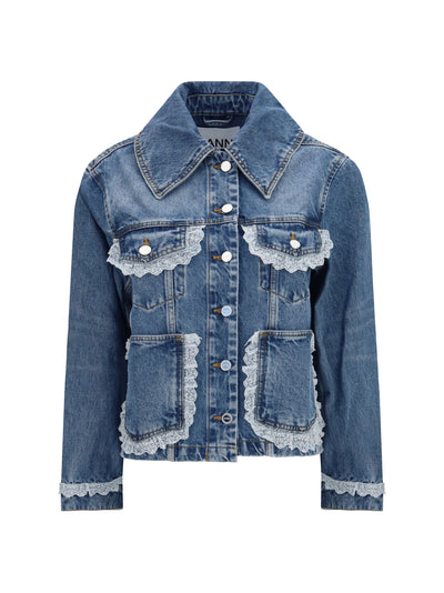 rigid denim jacket with lace details