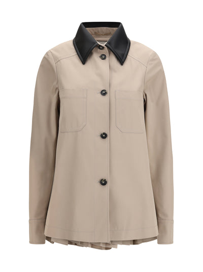 cotton gabardine shirt with pleated back