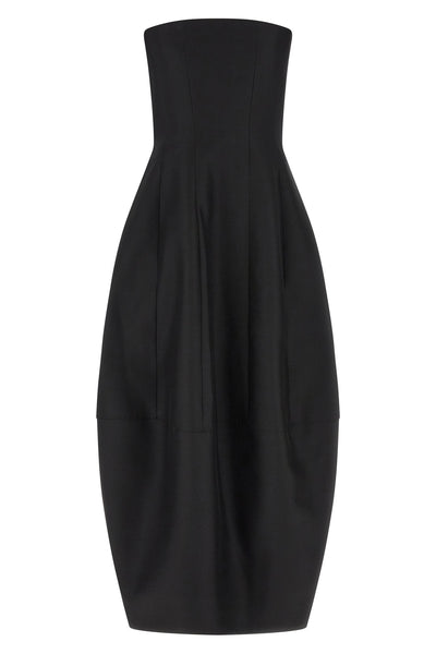 the long khaite stela dress defines a new architectural proportion through its