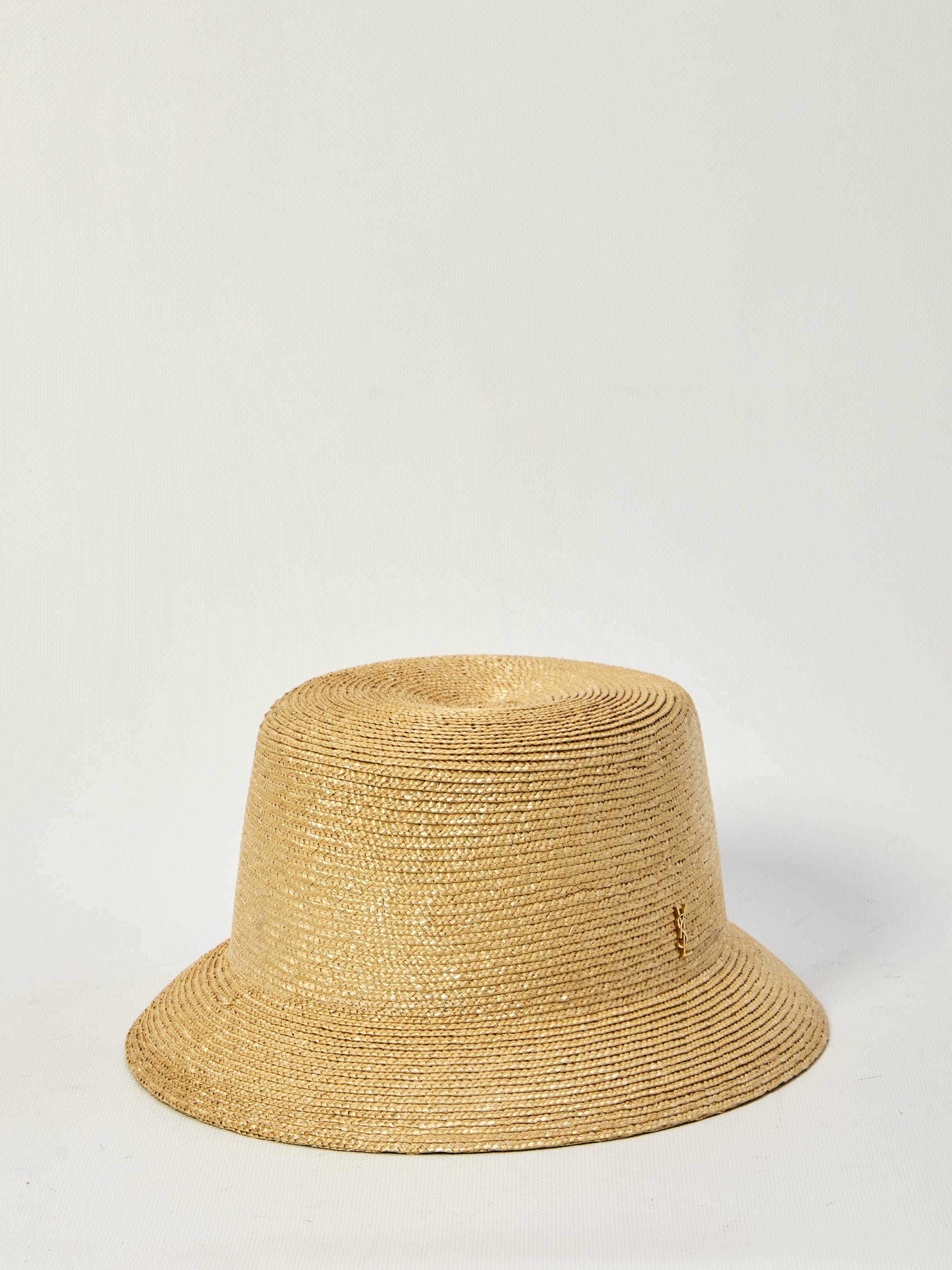 SAINT LAURENT 56 woven straw fedora hat