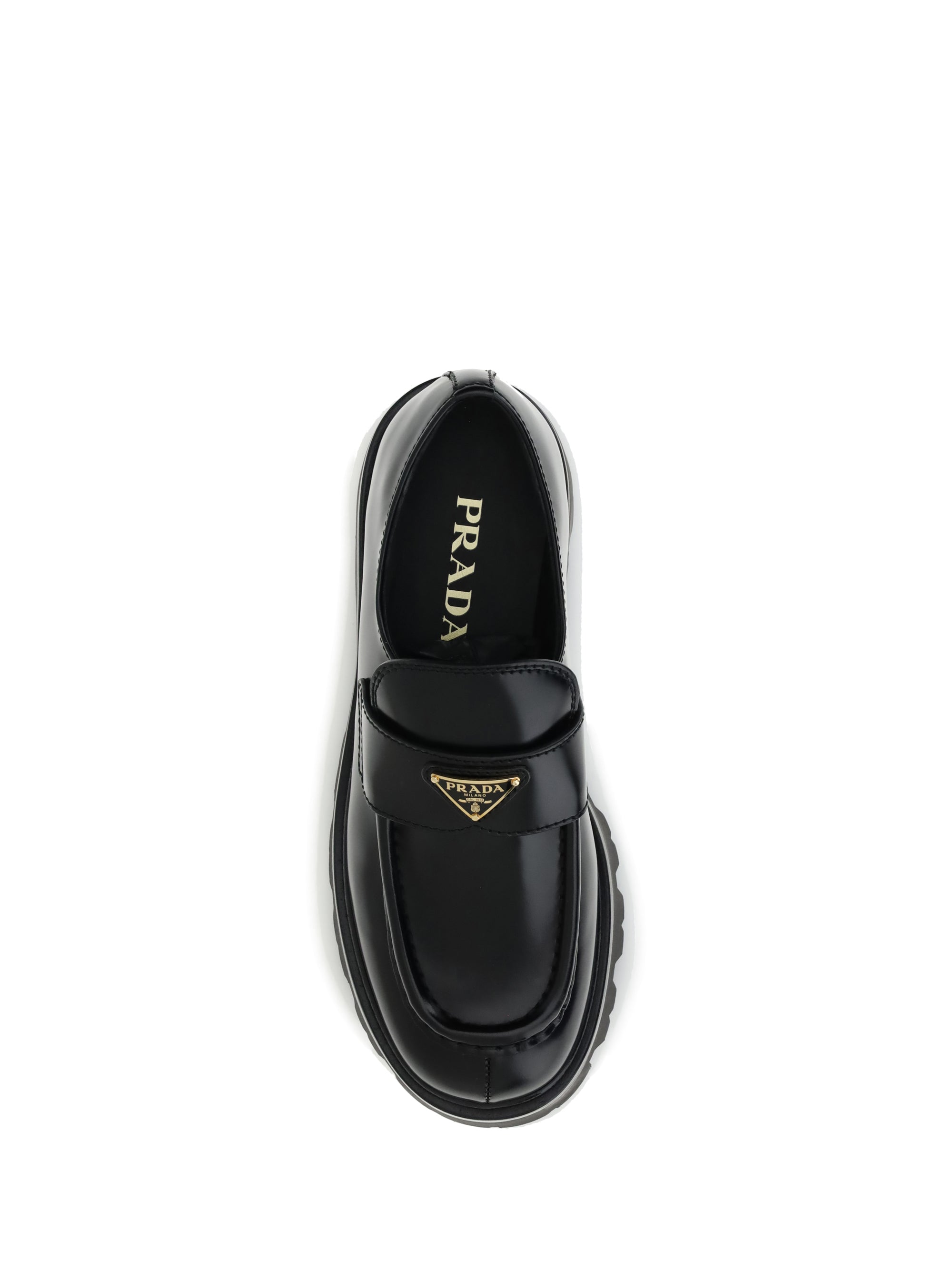 PRADA 38.5 leather monolith loafers