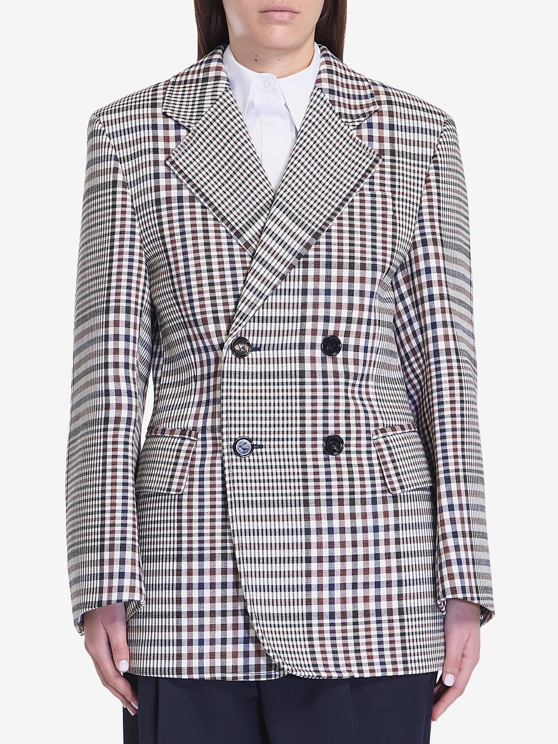 BOTTEGA VENETA 38 double-breasted check blazer