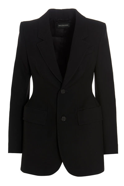 single-breasted blazer in hourglass wool twill