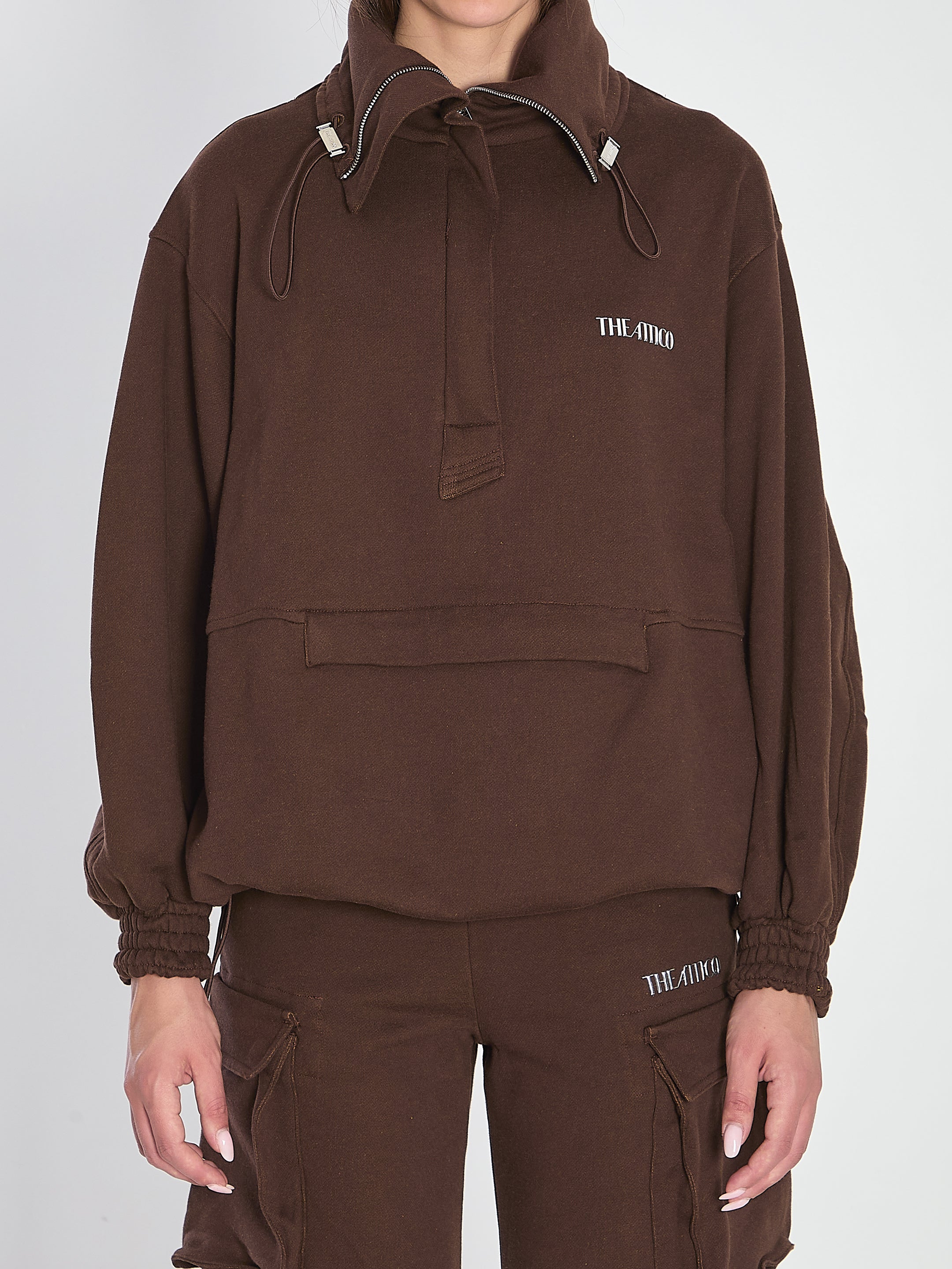 THE ATTICO 38 brown anorak sweatshirt