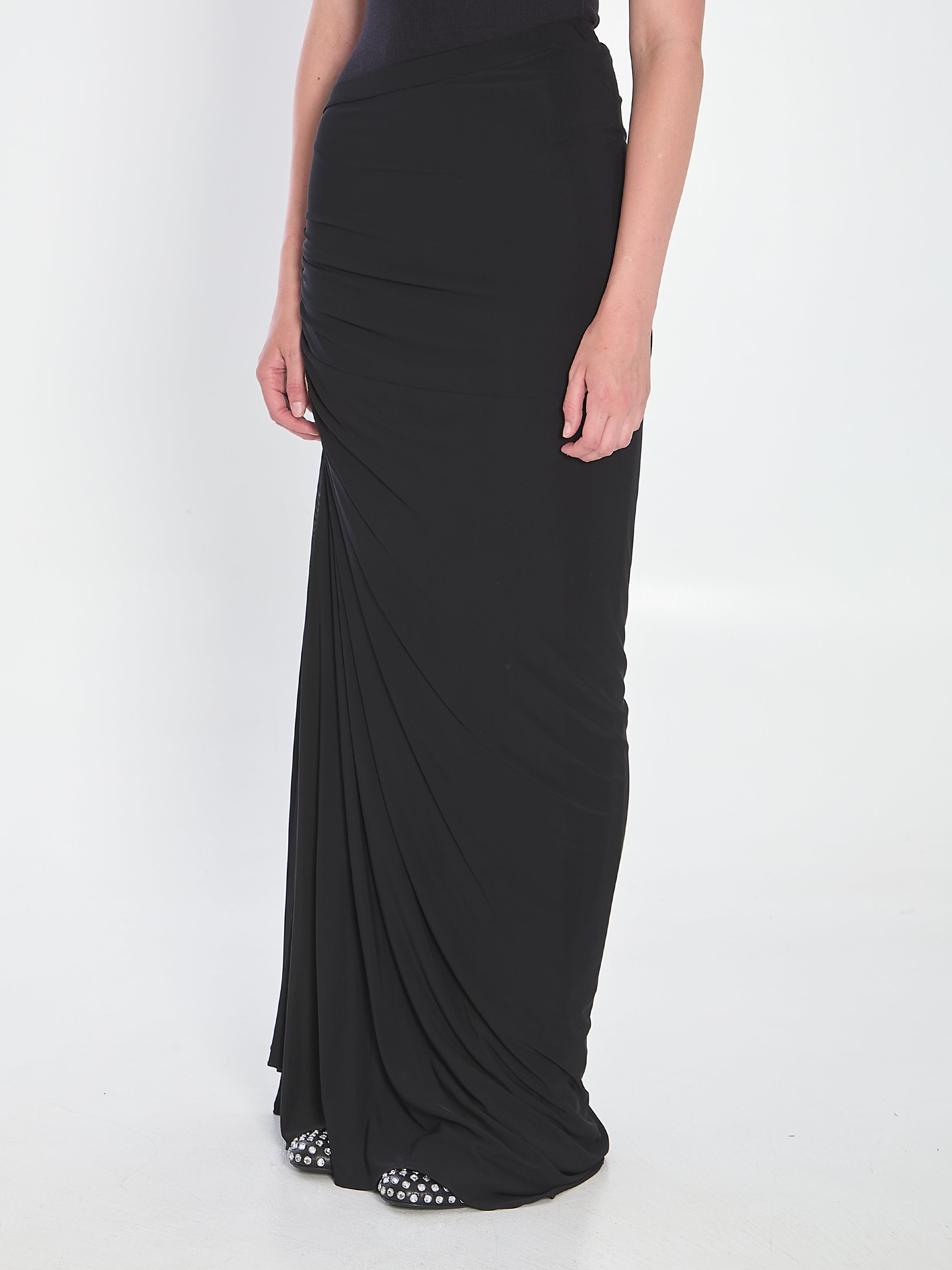ALAIA 36 long draped jersey dress