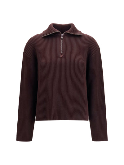 ribbed zip sweater