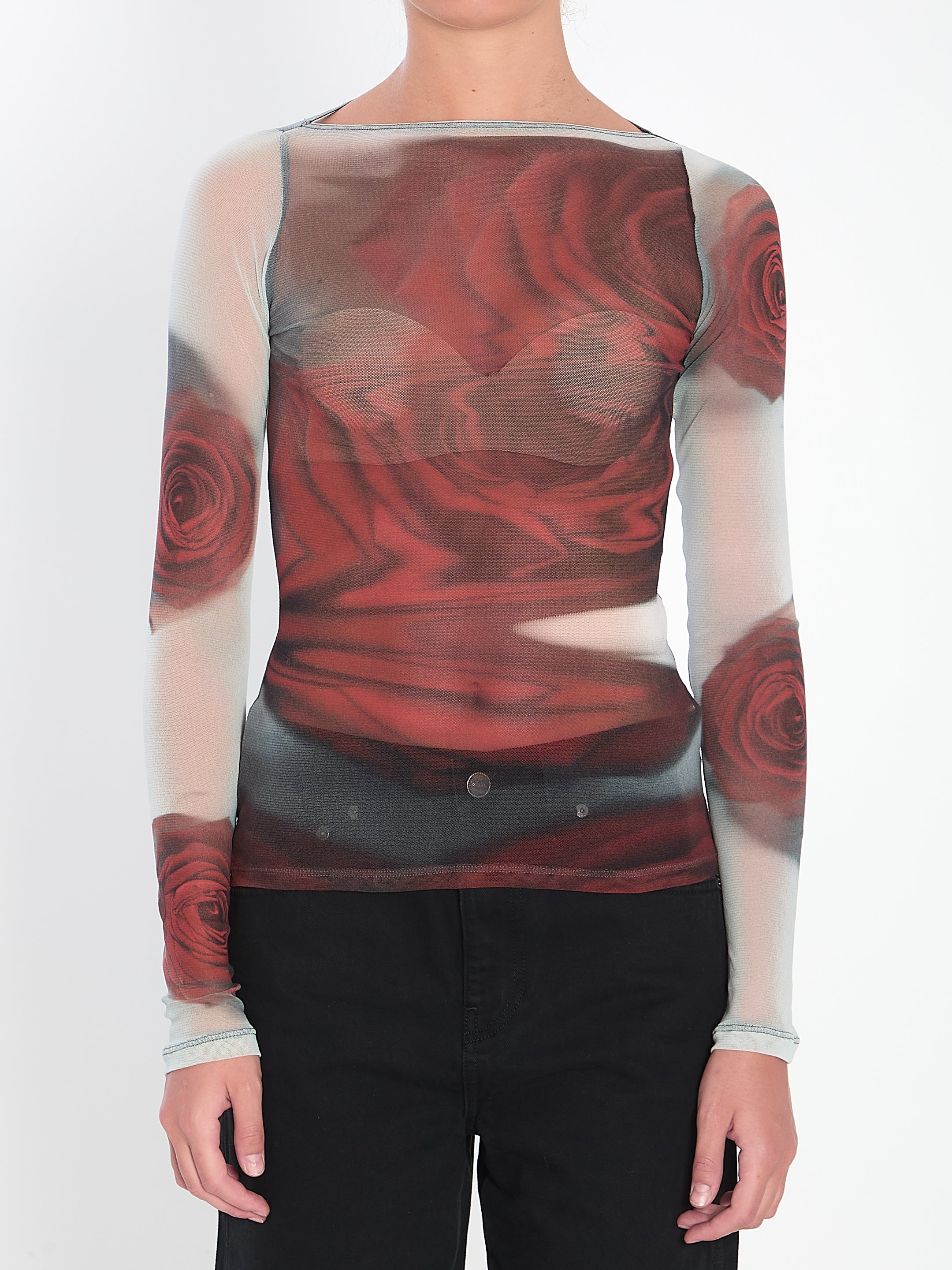 JEAN PAUL GAULTIER M blurry roses top