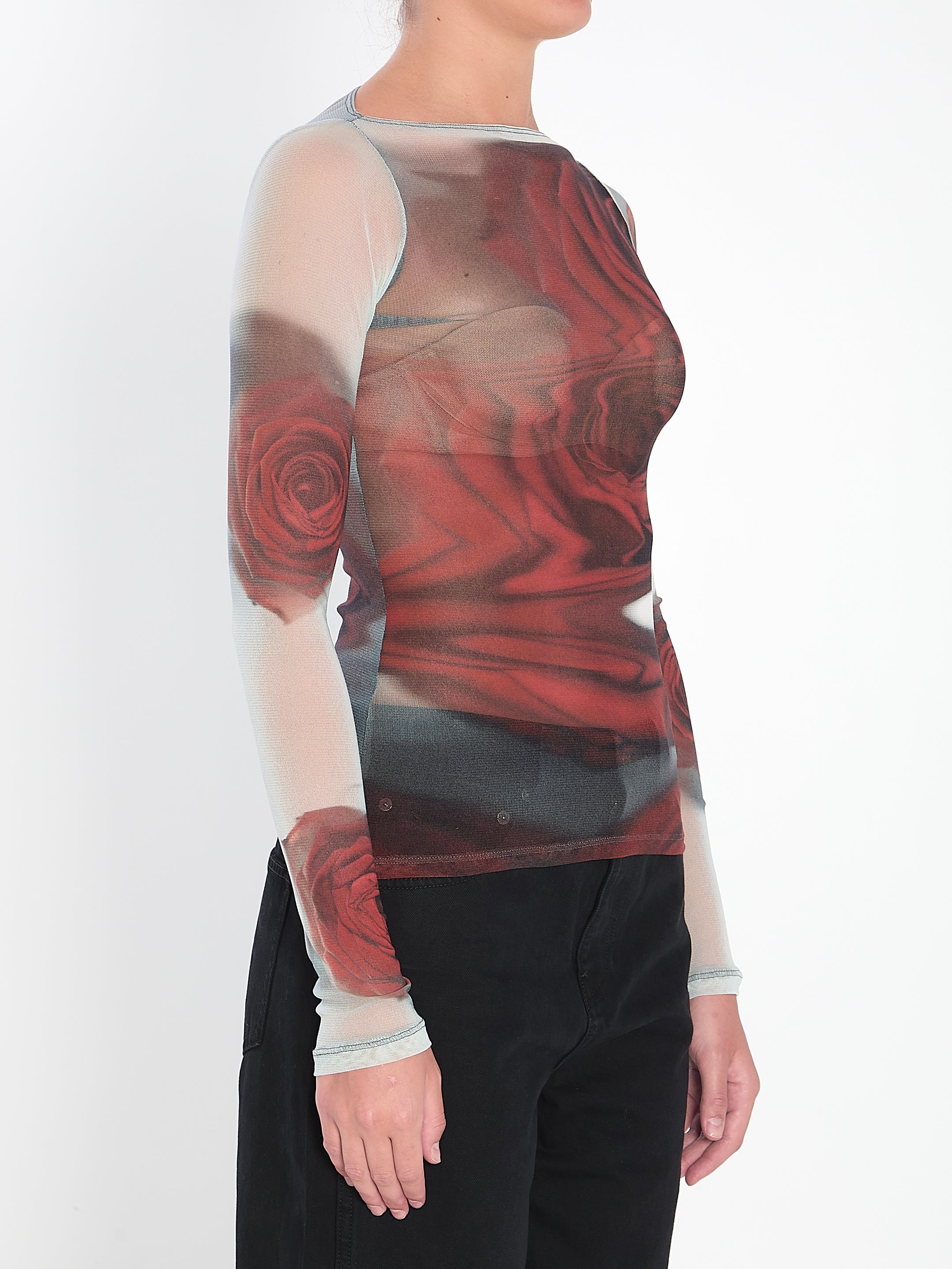 JEAN PAUL GAULTIER M blurry roses top
