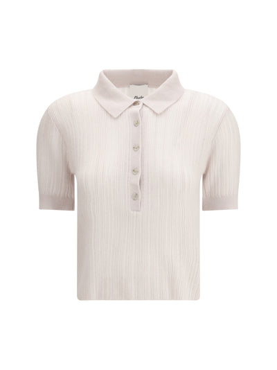 polo-neck short-sleeve sweater