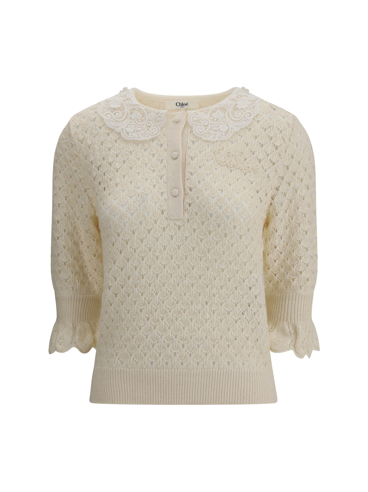 CHLOÉ M sweater with lace collar