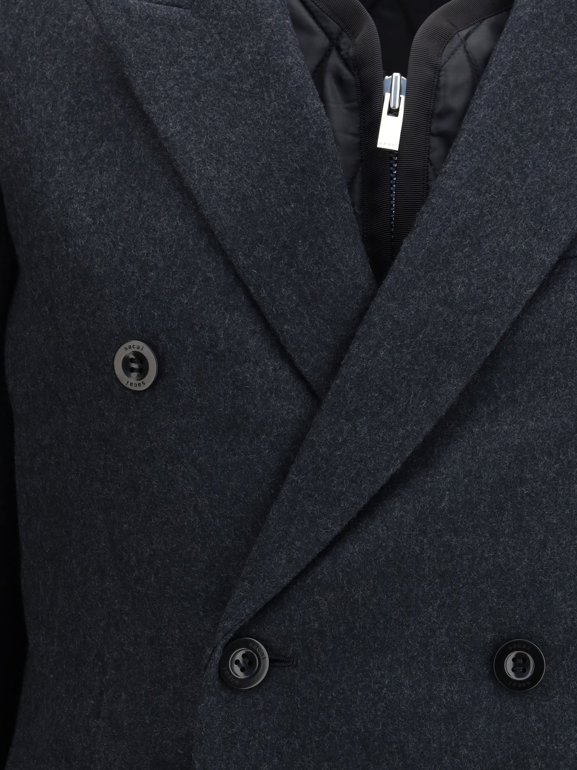 SACAI 2 wool melton and wool knit jacket