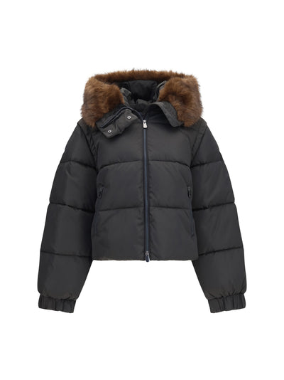 godetia padded down jacket with faux fur