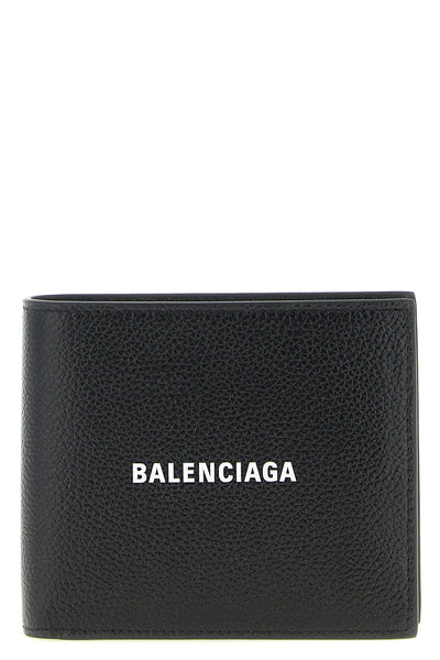 cash square black leather wallet