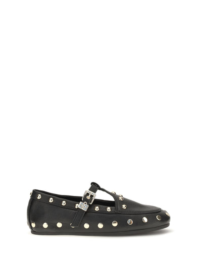 mary jenny studded ballerinas in pebbled leather