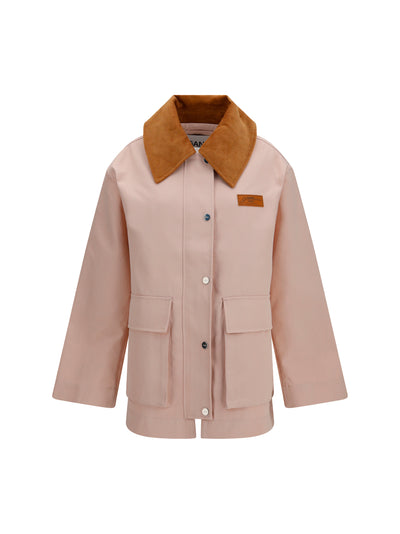 twill jacket with suede details