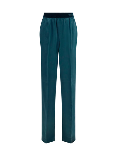 stretch silk satin pants
