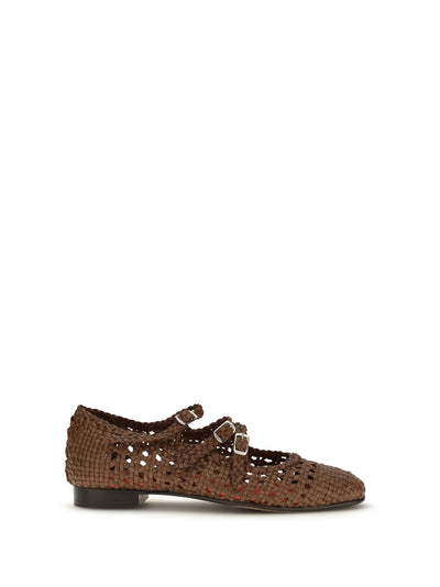woven leathe mary jane ballerinas
