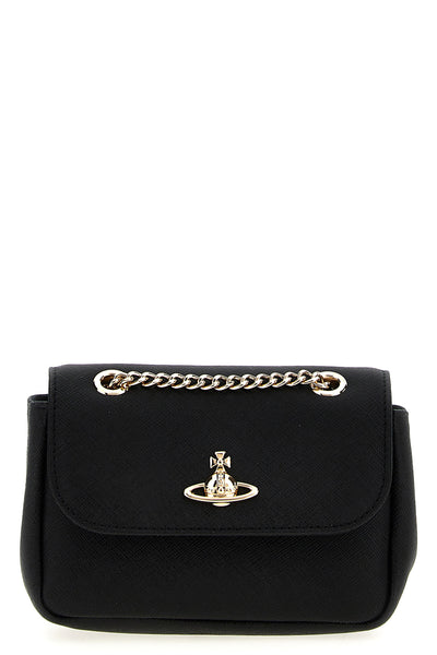 small purse chain shoulder bag in saffiano leather