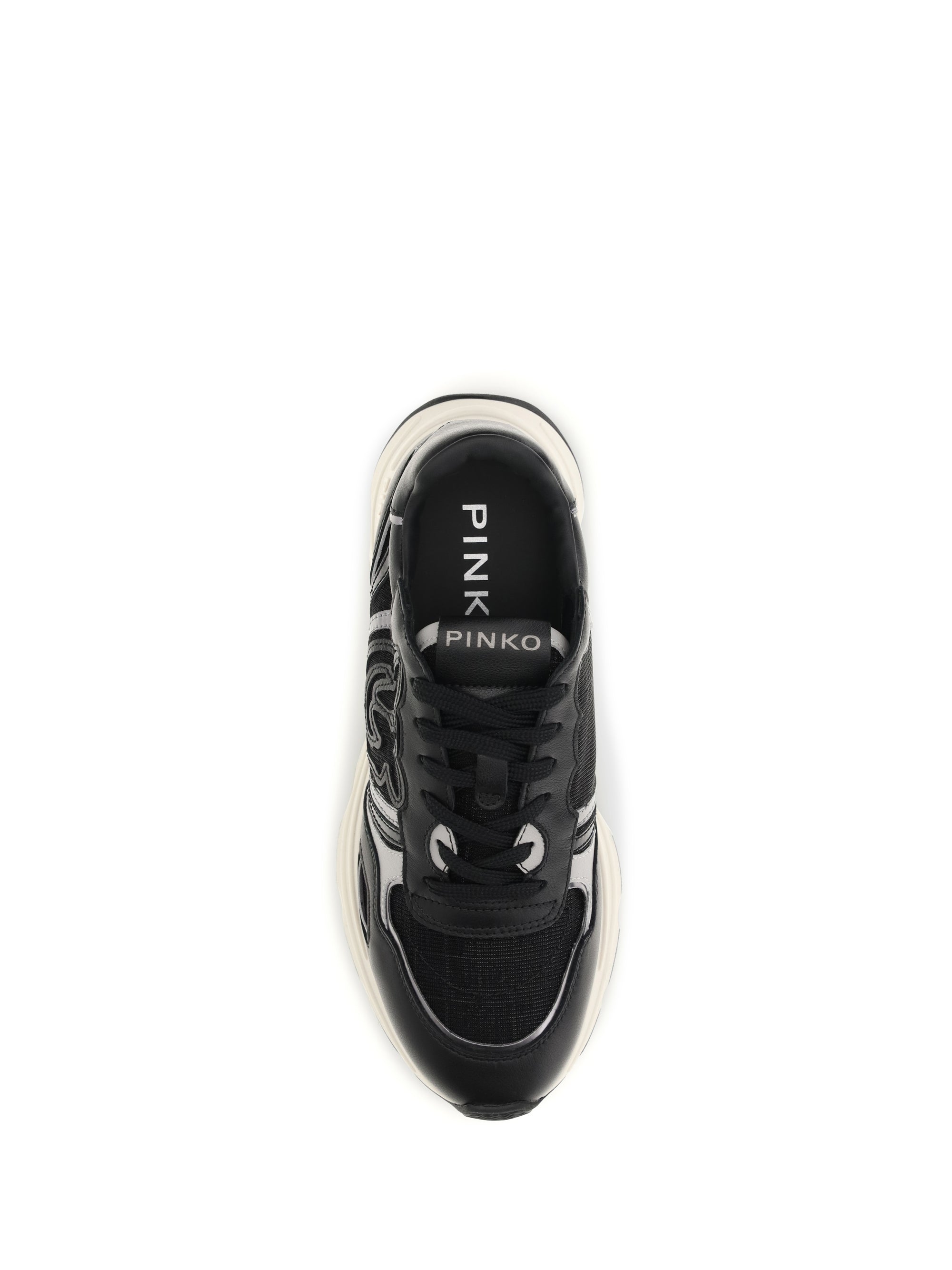 PINKO 36 leather zoe sneakers with mesh inserts
