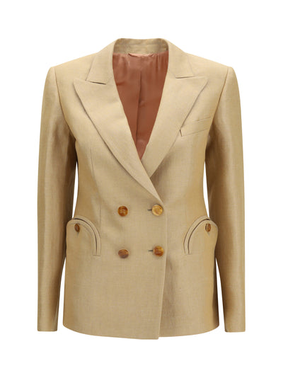 renegade charmer double-breasted linen-blend blazer