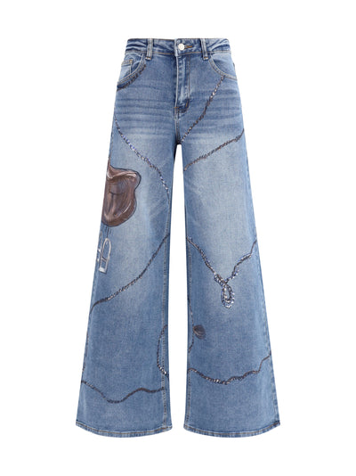 palazzo long painted jeans in regular fit