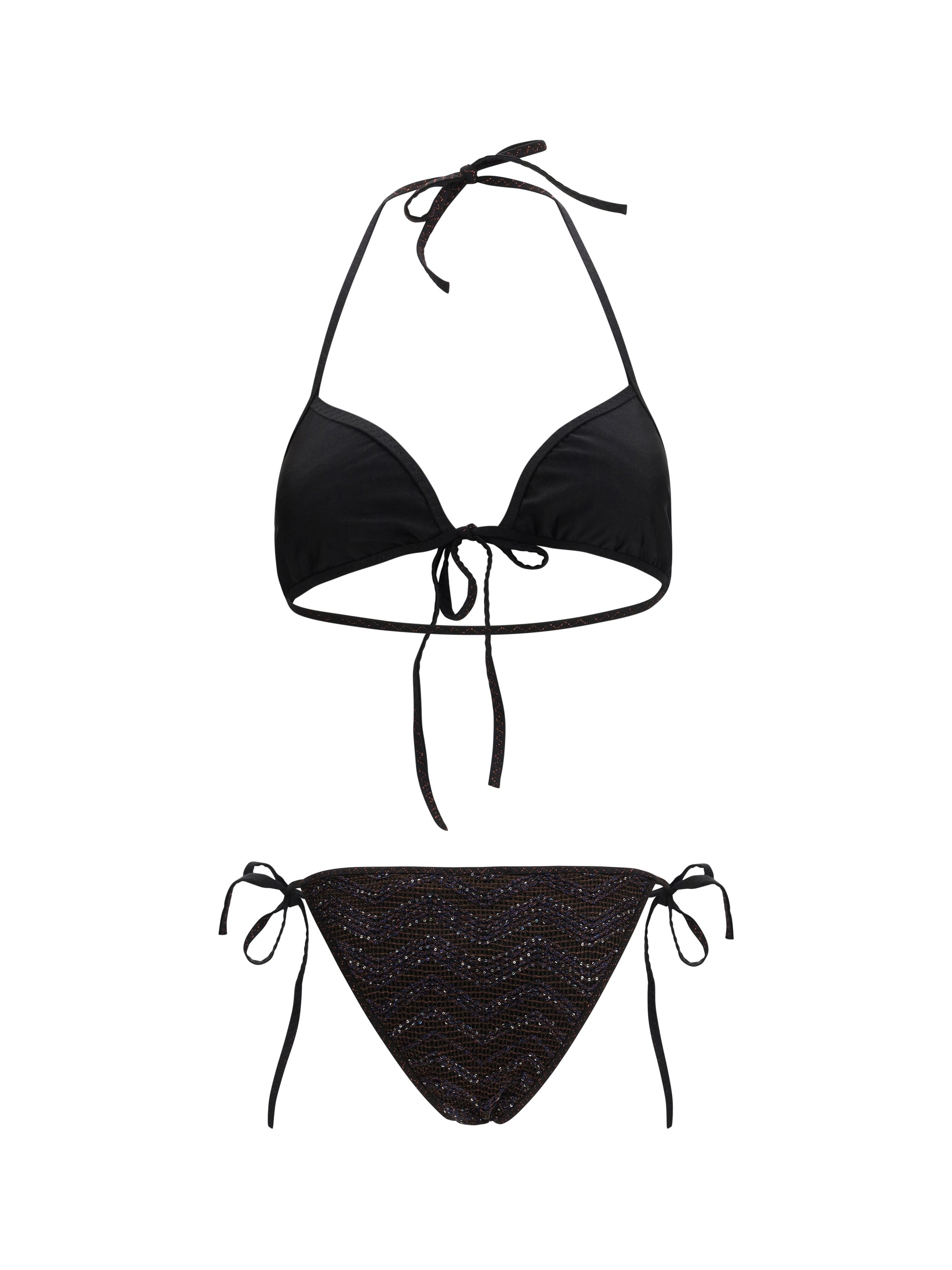 MISSONI 42 zigzag mesh triangle bikini with sequins