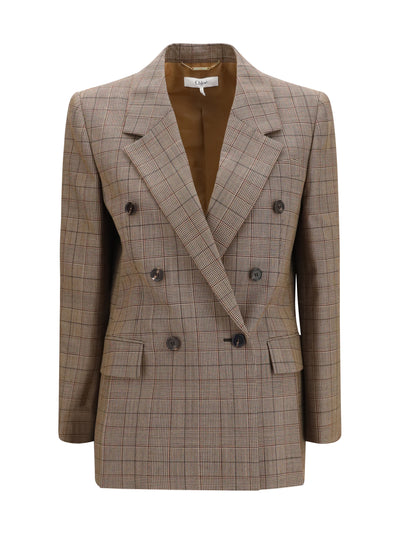 checked double-breasted blazer