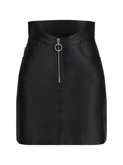 leather mini skirt with zip