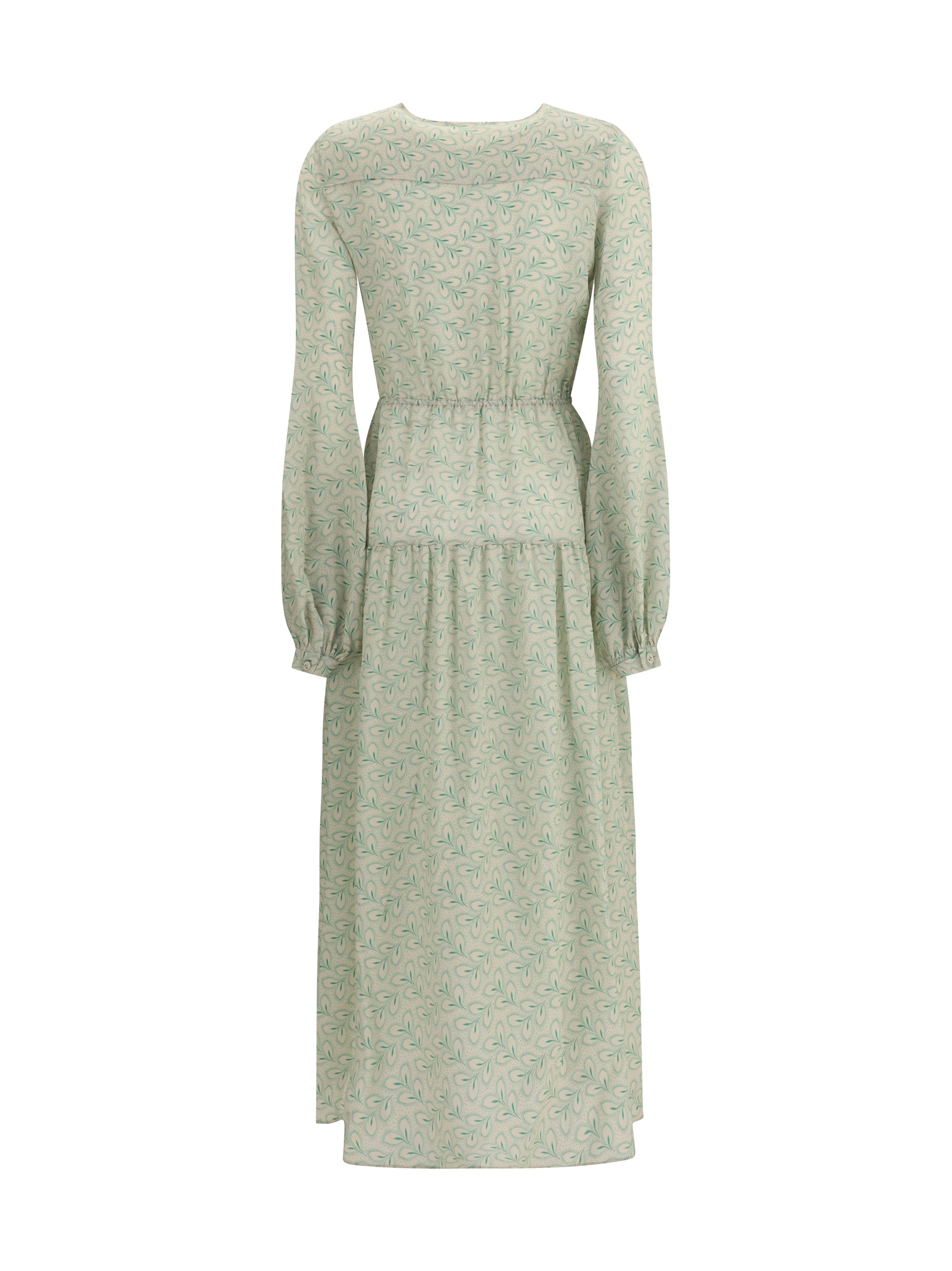 KRISTINA TI 40 silk long dress with foliage print