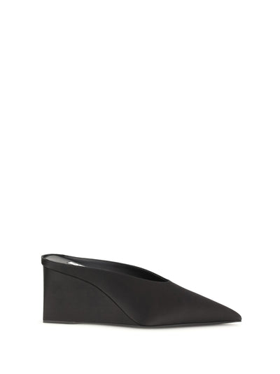 satin wedge mules