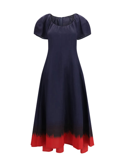 midi dress with balloon sleeves
