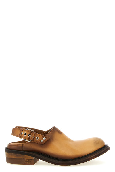 foule leather sabots