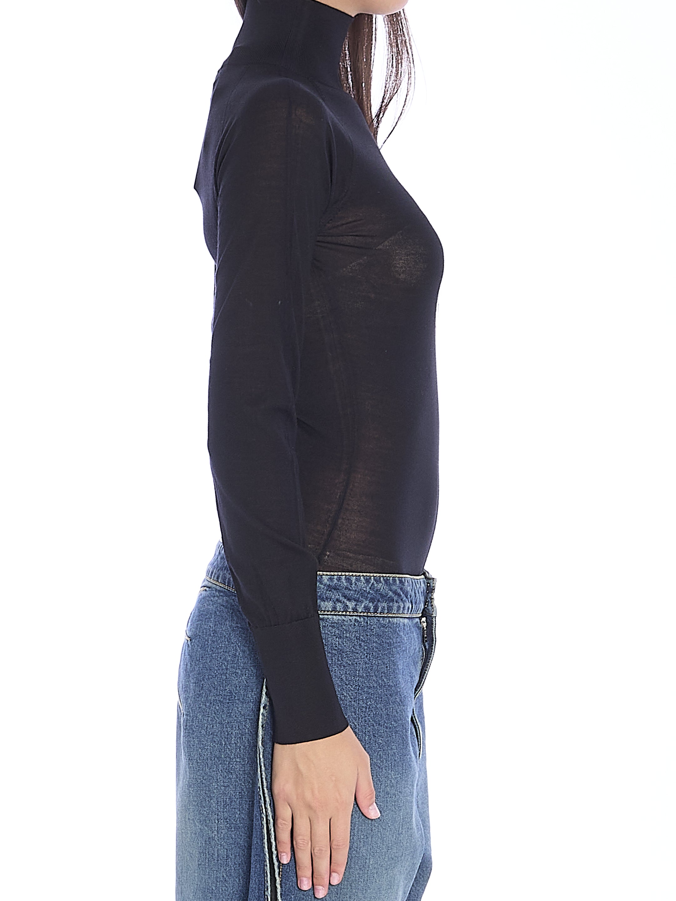 ALAIA 38 bodysuit in sheer knit