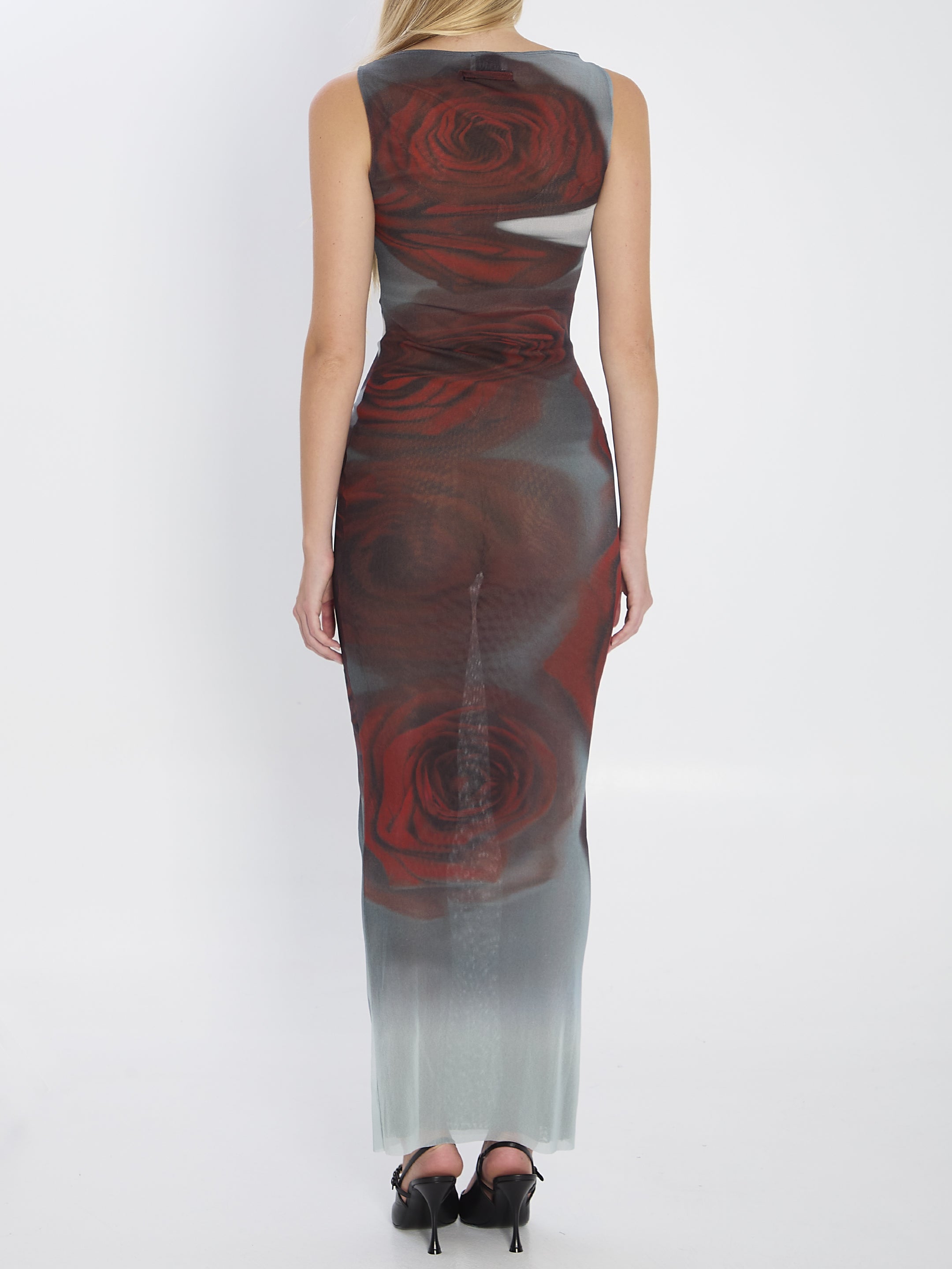 JEAN PAUL GAULTIER M blurry roses maxi dress