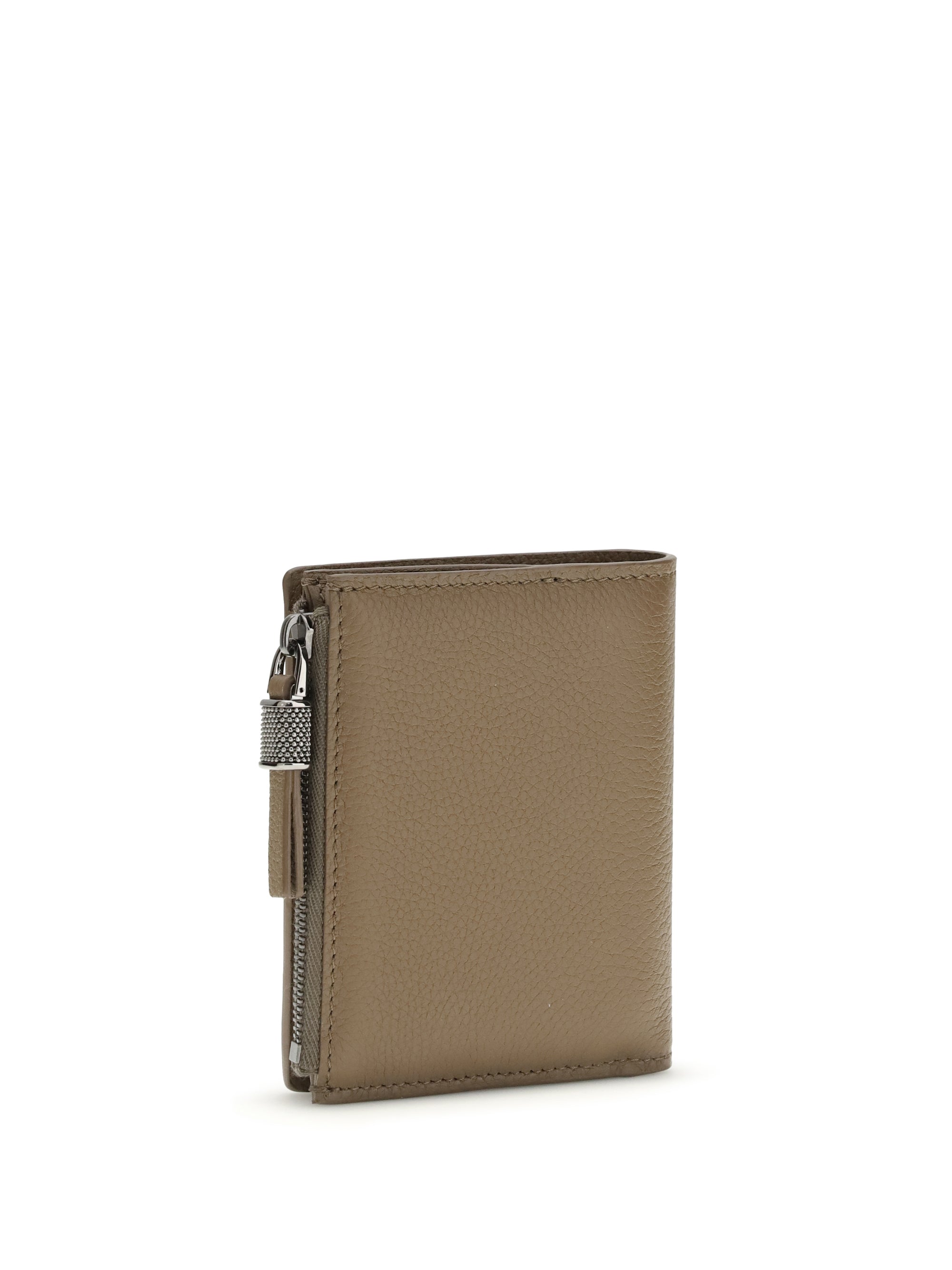 BRUNELLO CUCINELLI OS leather wallet with grain and shiny zipper pull