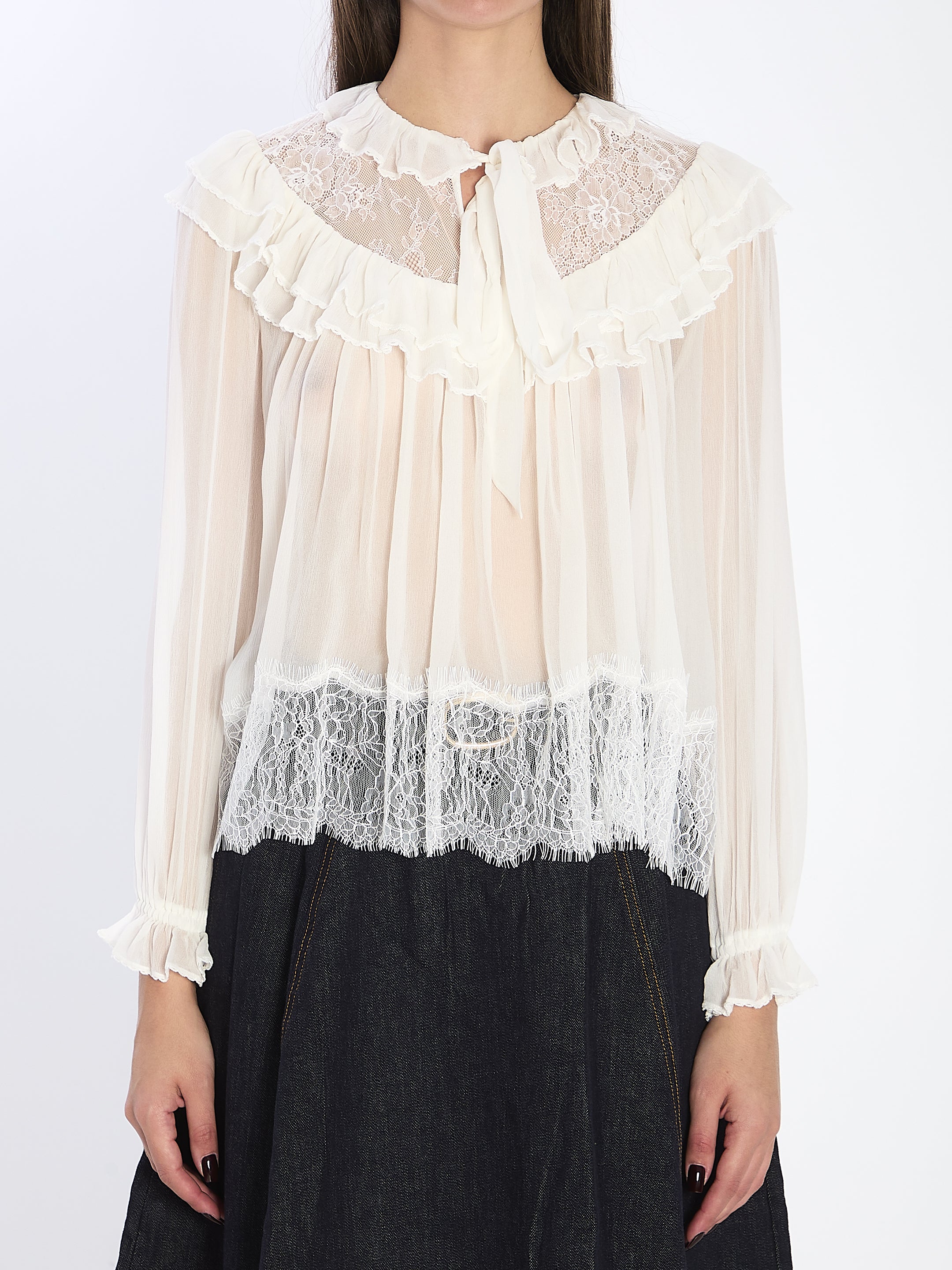 SELF PORTRAIT 10 georgette lace blouse